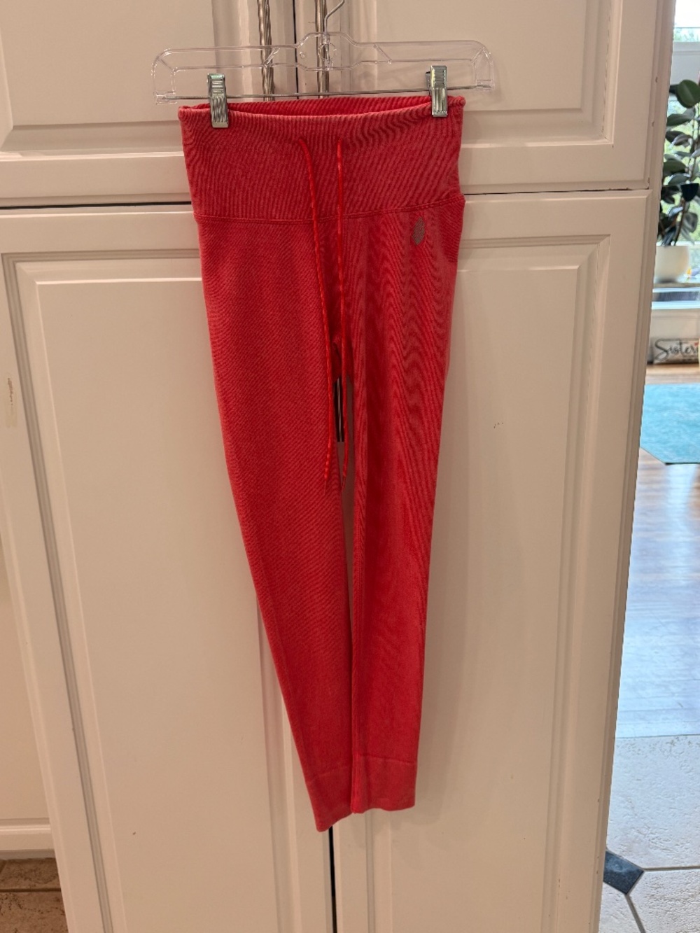 Free People Movement Go To Leggings Coral Orange Textured Drawstring Size XS/S - Picture 2 of 6
